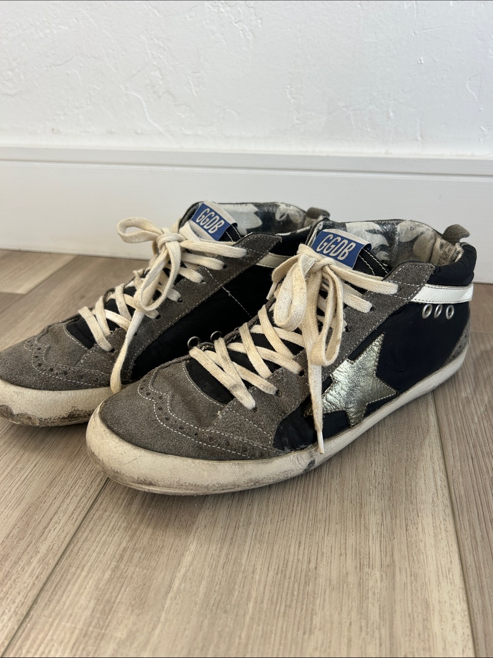 Golden Goose Gray Black Silver Star Sneakers